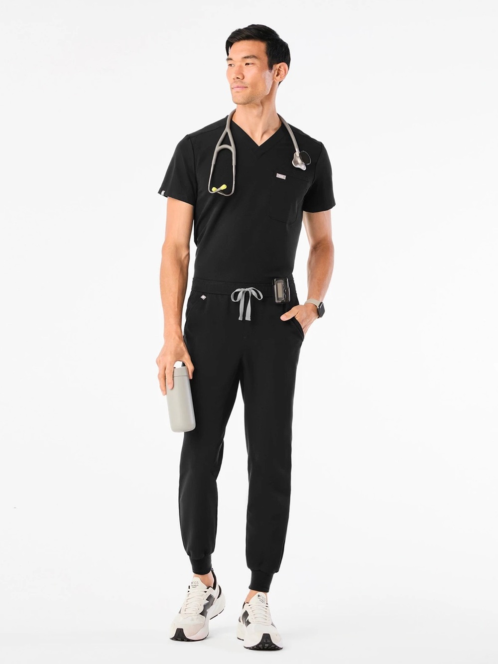 Figs Leon Scrub Top, Classic Black, Size L